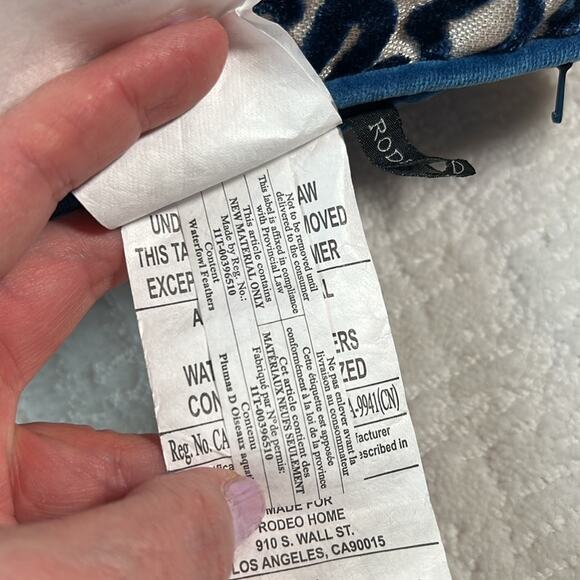 New! Rodeo Home Velvet Down Feather blue and ivory throw pillow 20x24 - Picture 3 of 9